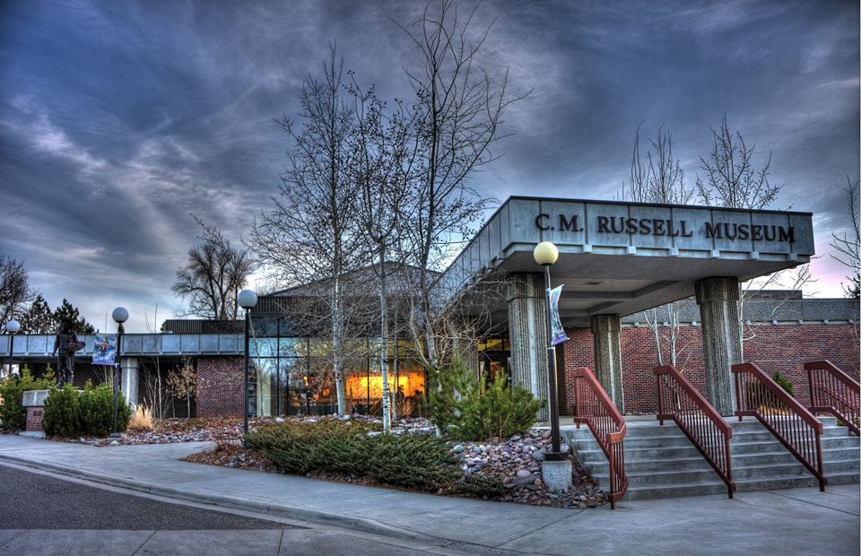 Evening view of museum entrance