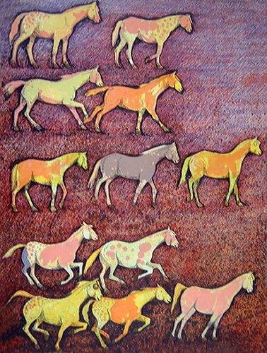 Colorful horse illustration on textured background