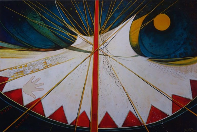 Modern artistic composition with triangles