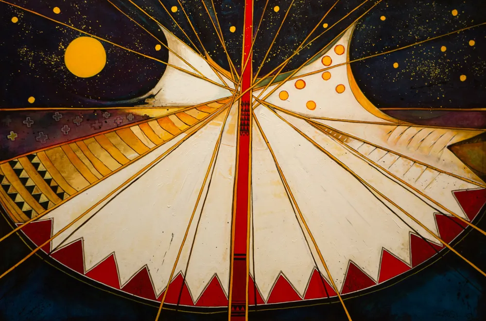 Geometric shapes in vibrant abstract design