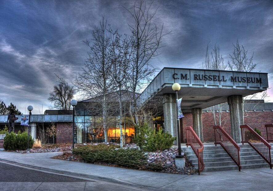 Evening view of museum entrance