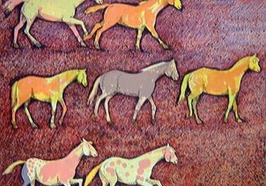 Colorful horse illustration on textured background