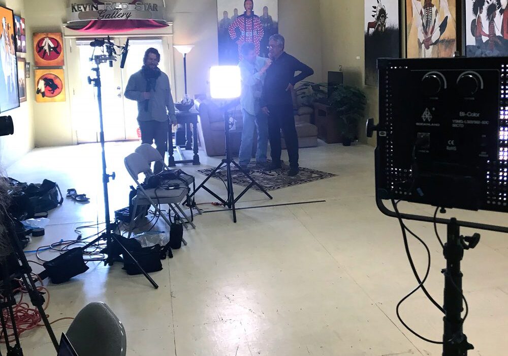 Behind-the-scenes of gallery film shoot