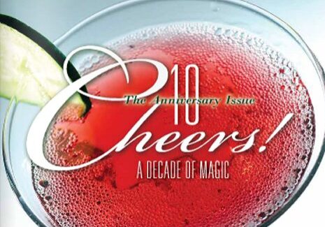 Celebratory drink with lime garnish