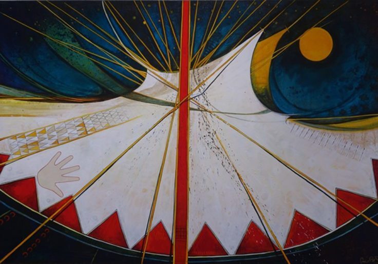 Modern artistic composition with triangles