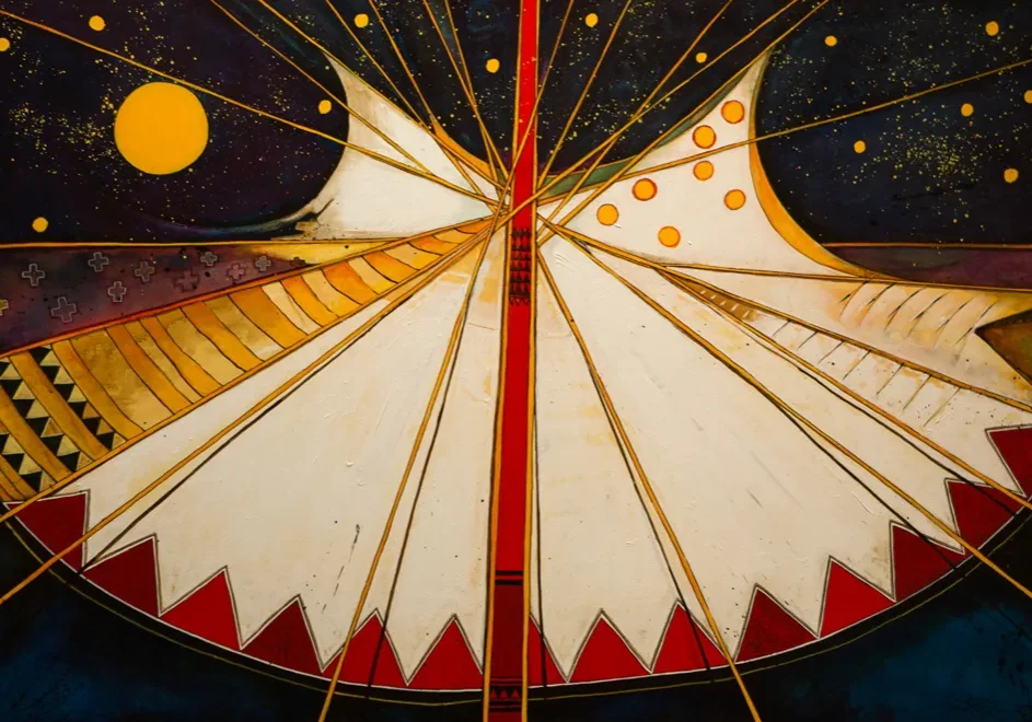 Geometric shapes in vibrant abstract design